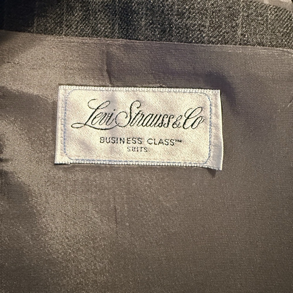 Vintage Levis Action Slacks Mens Gray Pinstripe 2 Piece Suit Blazer Pants - Picture 9 of 16